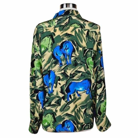 ESCADA Margaretha Ley Vintage Silk Shirt Wild Horses Print Size 36 - Picture 7 of 11